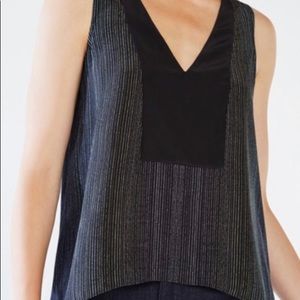 BCBGMAXAZRIA 100% Silk black thin fluid tank